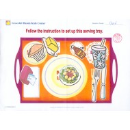 A meal tray with food and cuttery in place