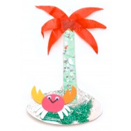 Use different papers to create a crab on an island, and put some sparkle duct and sequin for decoration